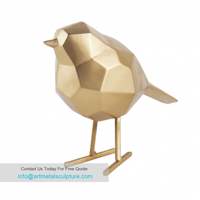 Geometric gold bird home decor sculpture metal