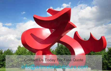 Large red abstract sculpture
