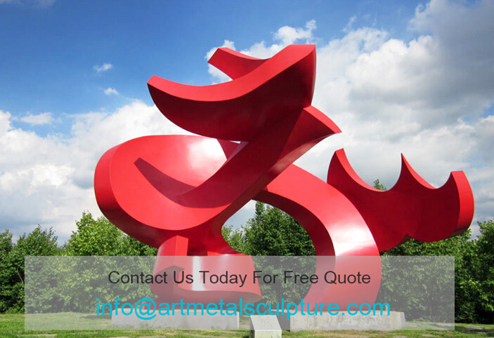 Large red abstract sculpture