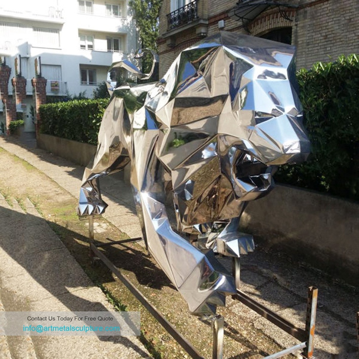 Stainless steel lion metal statue