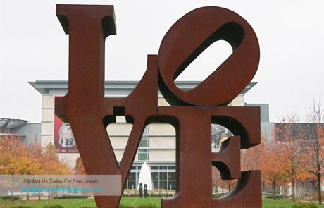 Corten steel 'love' sculpture