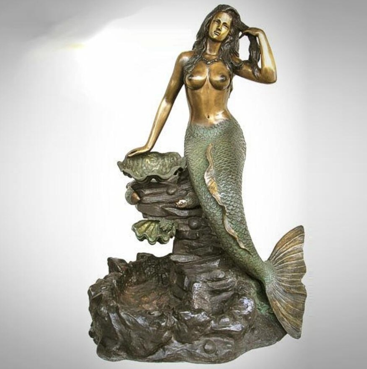 standing bronze mermaid fountain 