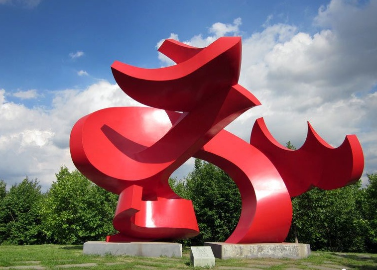 park red abstract sculpture