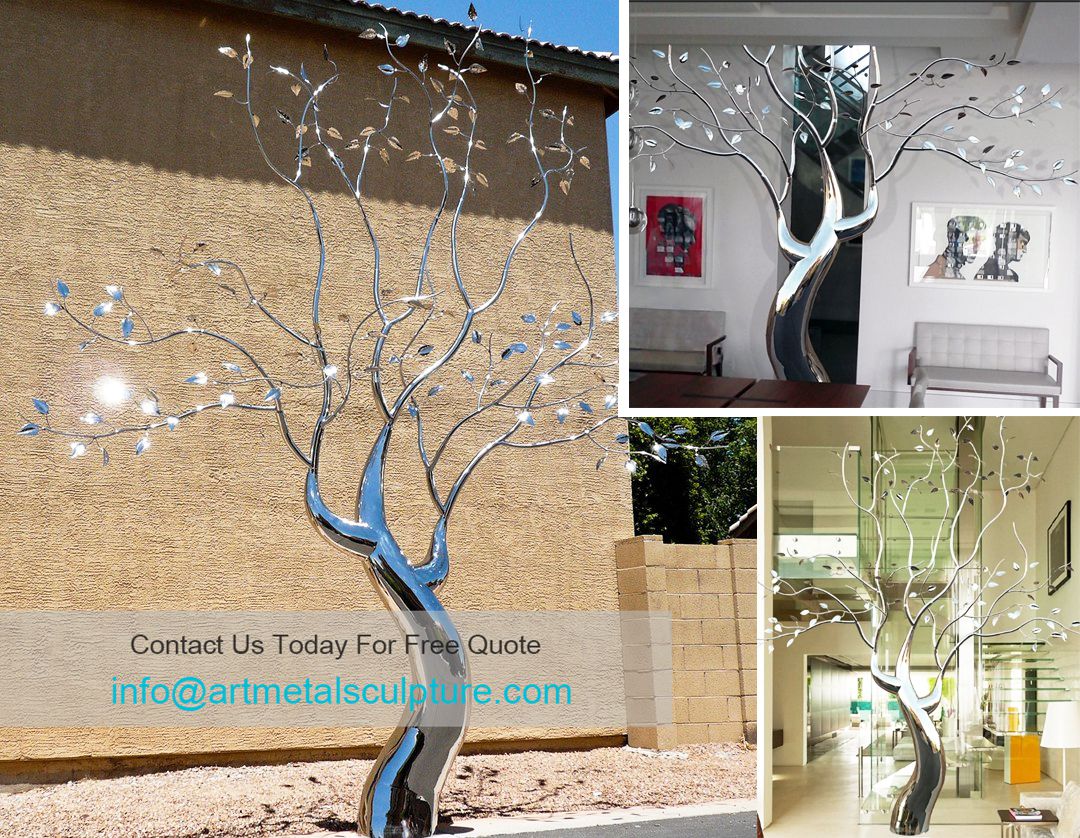 Stainless steel tree statue