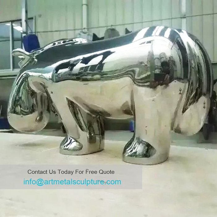 Sculpture stainless steel hippo