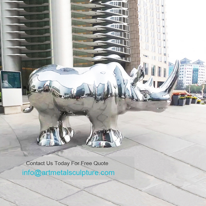 Sculpture stainless steel rhinoceros
