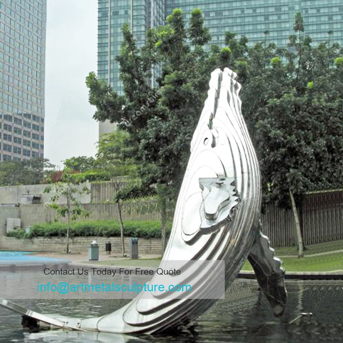 Sculpture stainless steel whale