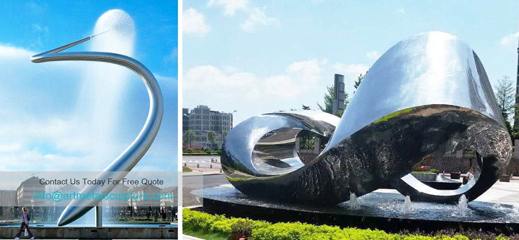 Stainless steel fountain sculpture