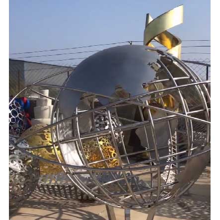 Stainless steel globe sculpture