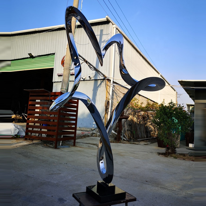 2020 New Design Mirror Polished Abstract Outdoor Stainless Steel Sculpture 