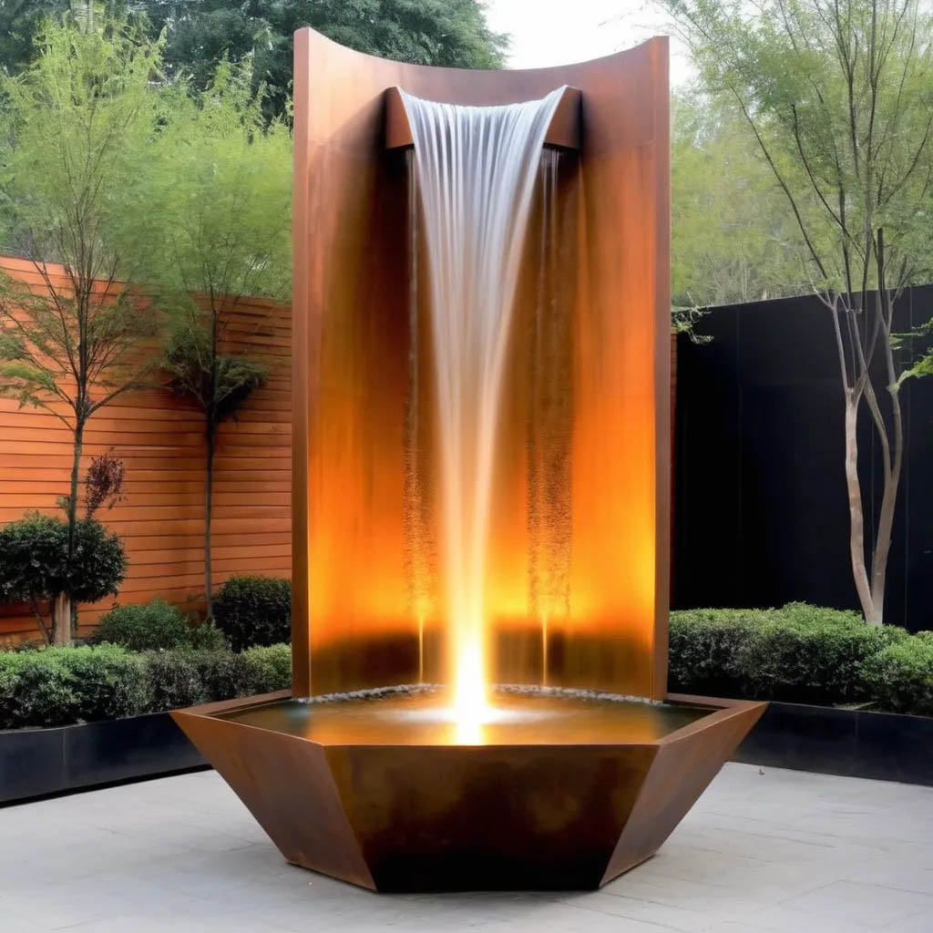 2023 Aongking Garden Corten Steel Water Feature Outdoor Fountain