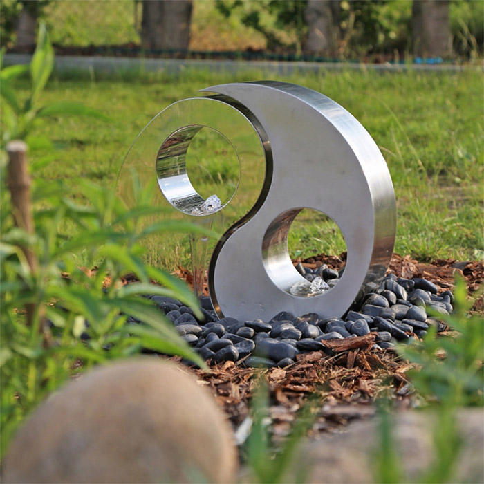 Stainless steel abstract new Tai ji Diagram sculpture