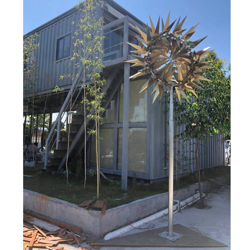 Painted Finish Stainless Steel Garden Metal Kinetic Wind Sculpture 