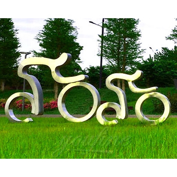 Abstract Sports Theme Bicycle Sculpture Stainless Steel Figure Statue for decor