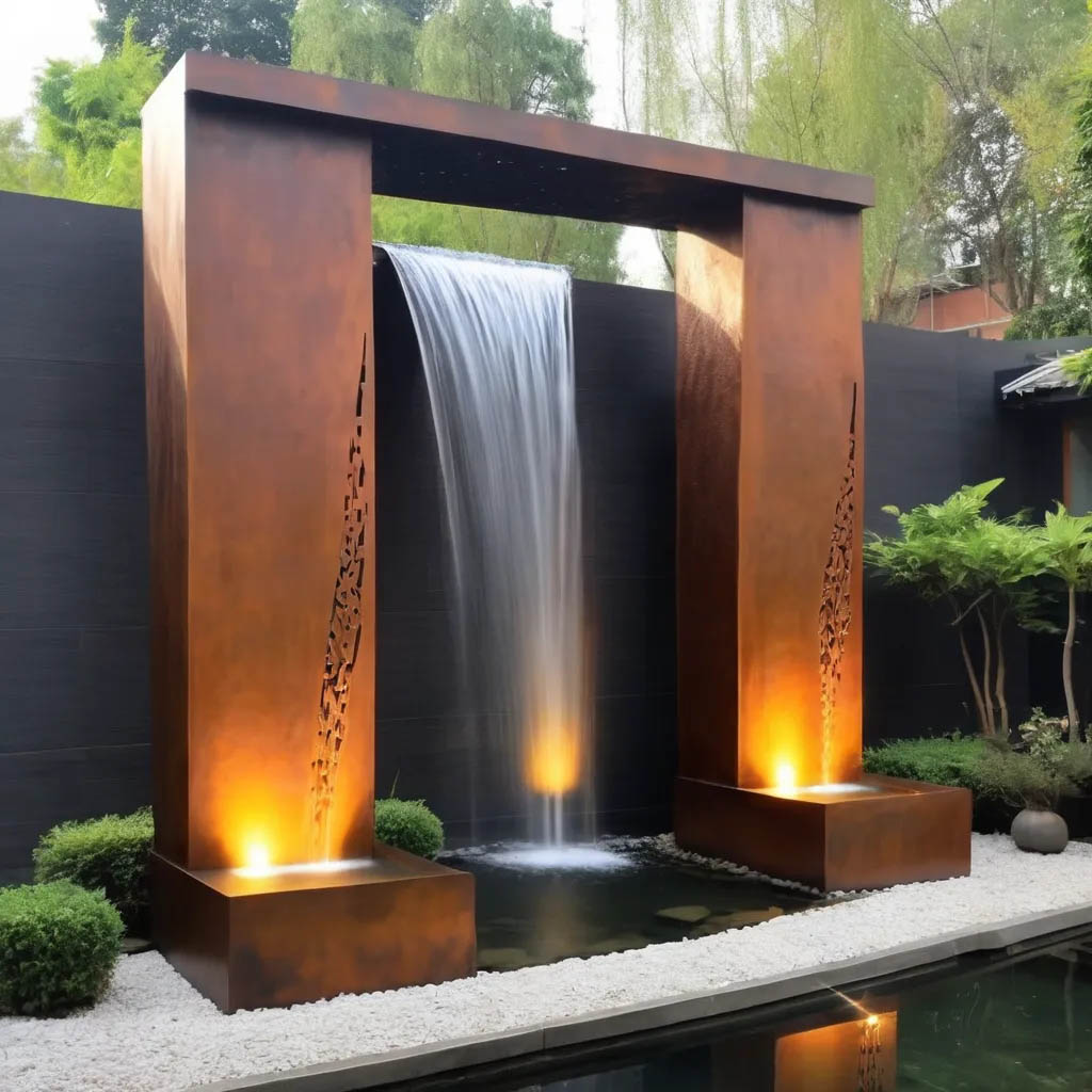 Aongking corten steel water fountains outdoor fountains