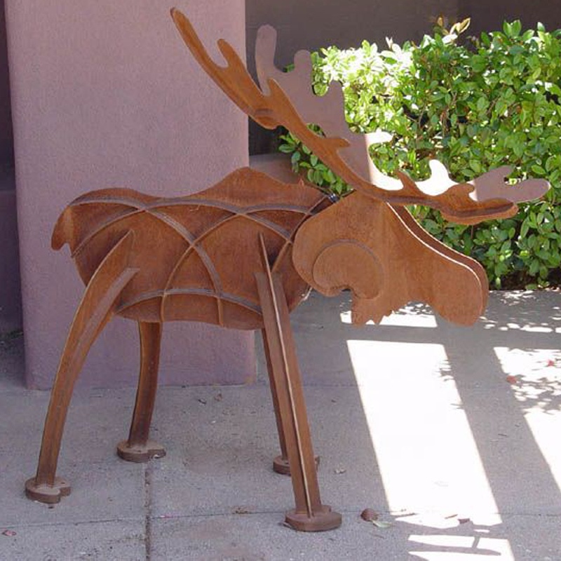Backyard Landscape Corten Steel Animal Deer Buck Metal Moose Sculpture