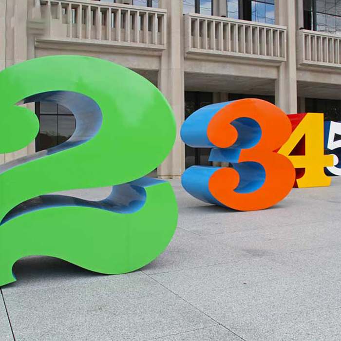 Colorful Modern Outdoor Stainless Steel Number Sculpture