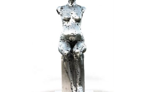 Contemporary Art Stainless Steel Abstract Figurative Bust Sculpture