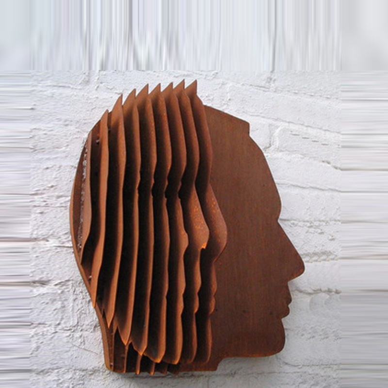 Corten Steel 3D Human Head Face Sculpture