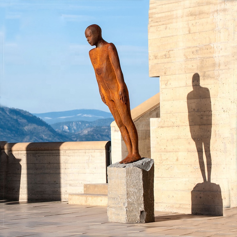 Corten art designs life size naked man statue