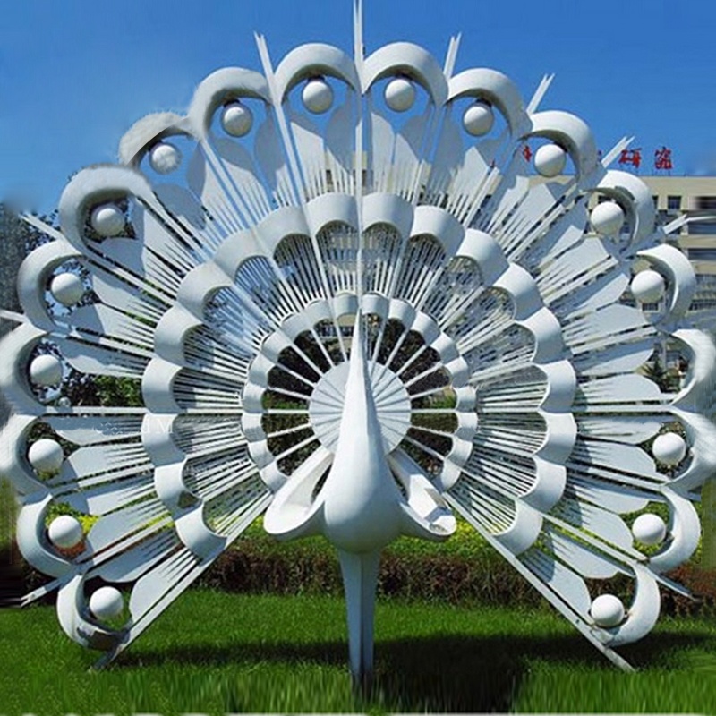 Factory Custom Stainless Steel Peacock Sculpture