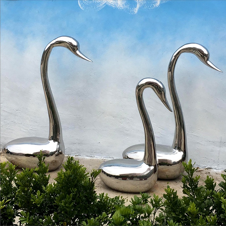 Factory Fabrication Polished Ornament Stainless Steel Swan Sculpture