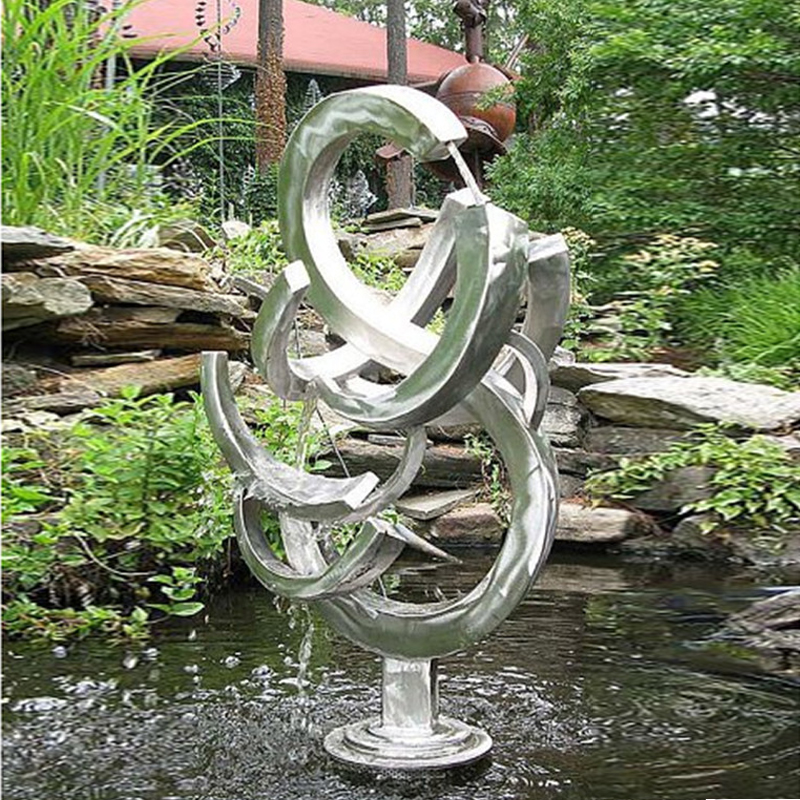 Garden Art Decoration Brushed Stainless Steel Water Fountain