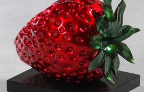 Garden Art Large Stainless Steel Red Strawberry Statue