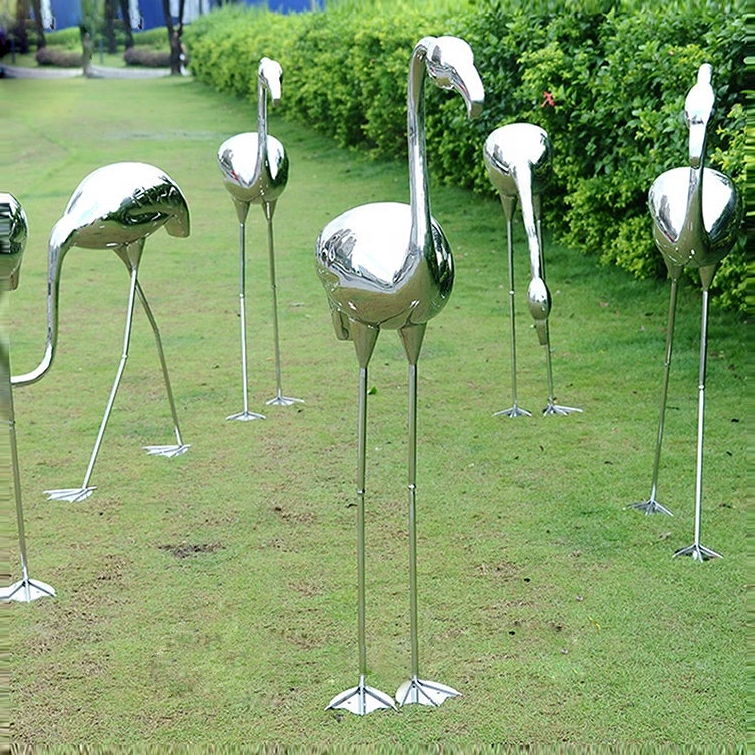 Garden Decoration Stainless Steel Crane Sculpture 