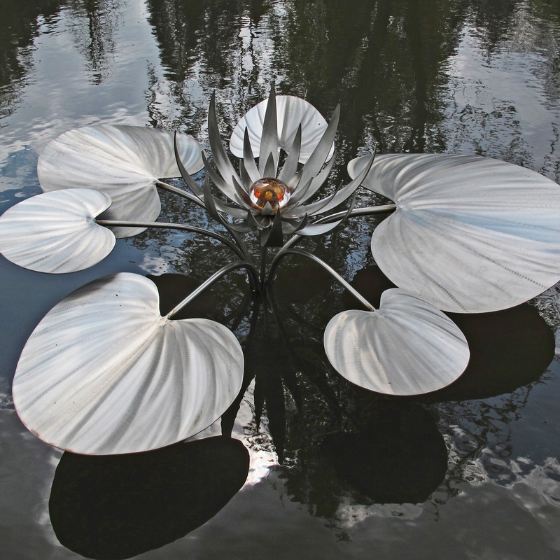 Garden Ornaments Metal Stainless Steel Lotus Flower Sculpture