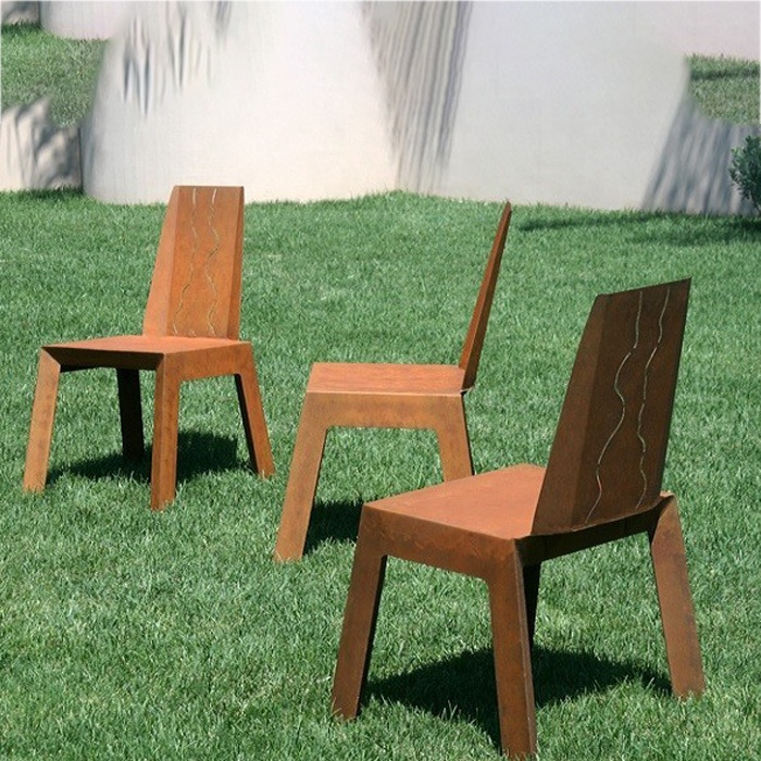 Home And Garden Furniture Corten Steel Contemporary Outdoor Chair Sculpture