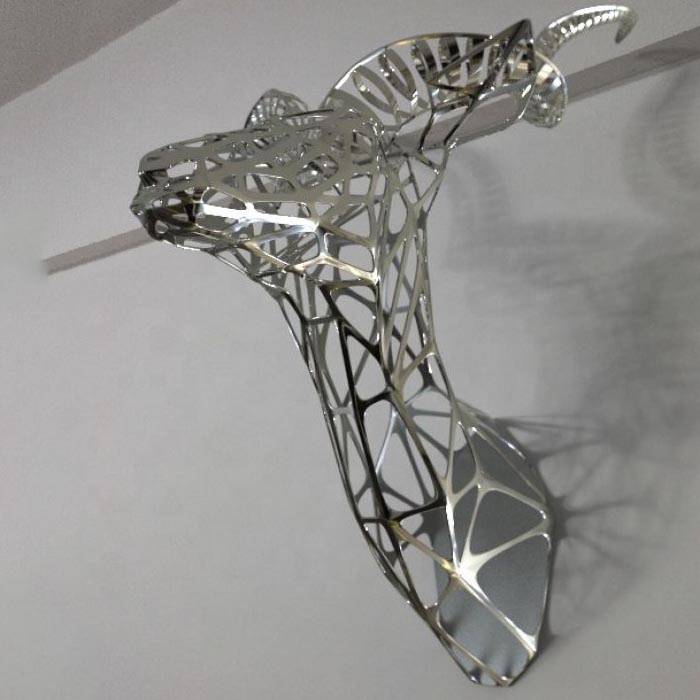 Home Decor Stainless Steel Deer Animal Wall Art Sculpture 