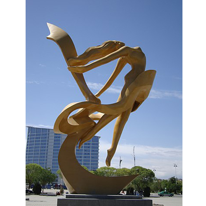 Large Abstract Modern Stainless Steel Dancing Girl Sculpture 
