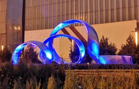 Large City Lights Landmark Stainless Steel Outdoor Sculpture