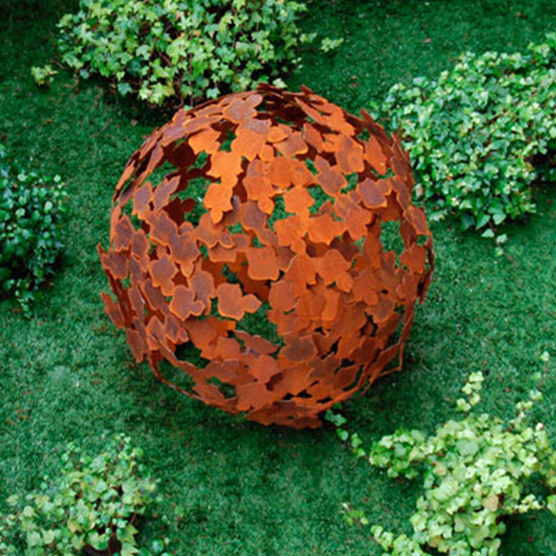 Large Corten Steel Garden Ball Sculpture