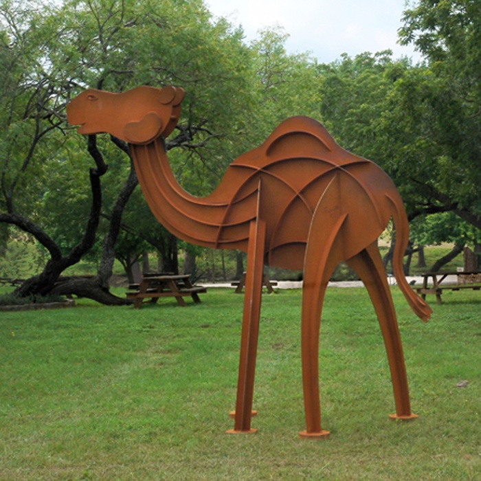 Large Handmade Camel Animal Corten Steel Metal Sculpture 