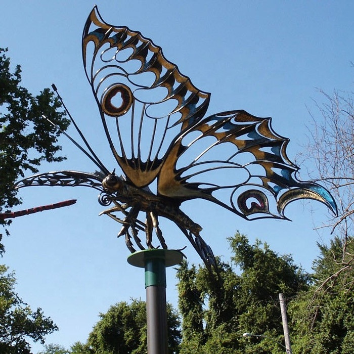 Large Metal Animal Stainless Steel Garden Butterfly Sculpture 