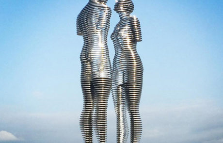 Large Modern Abstract Metal Human Figure Sculpture