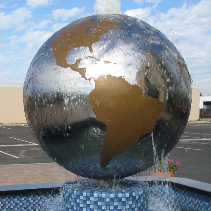 Large Outdoor Metal Globe Garden Stainless Steel Water Fountain Sculpture