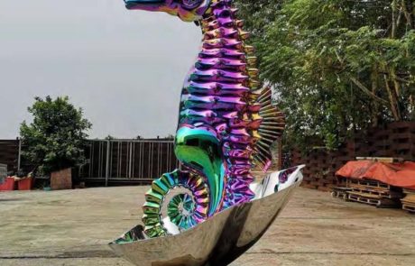 Large Stainless Steel Seahorse Sculptures Garden Outdoor Fountain For Sale