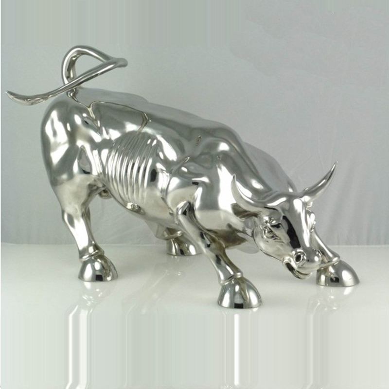 Large Wall Street Stainless Steel Bull Statue Sculpture