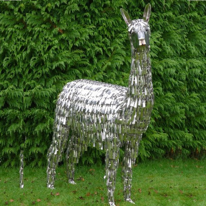 Large alpaca cute style stainless steel animal sculpture for garden decor