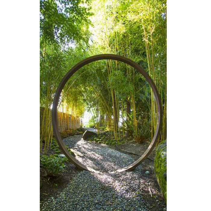 Large ring shape corten steel sculpture garden decorative art