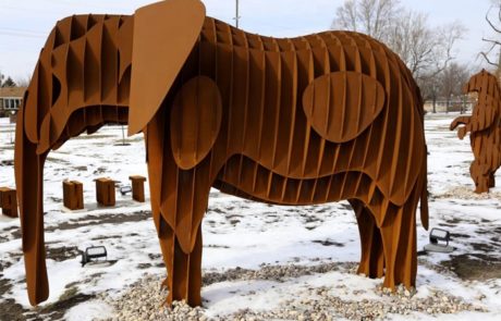 Life Size Corten Steel Garden Animal Elephant Sculpture