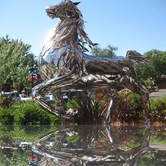 Life Size Stunning Polished Metal Horse Sculpture