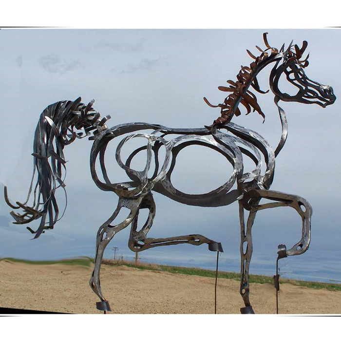 Modern Animal Craft Stainless Steel Life Size Horse Sculpture 