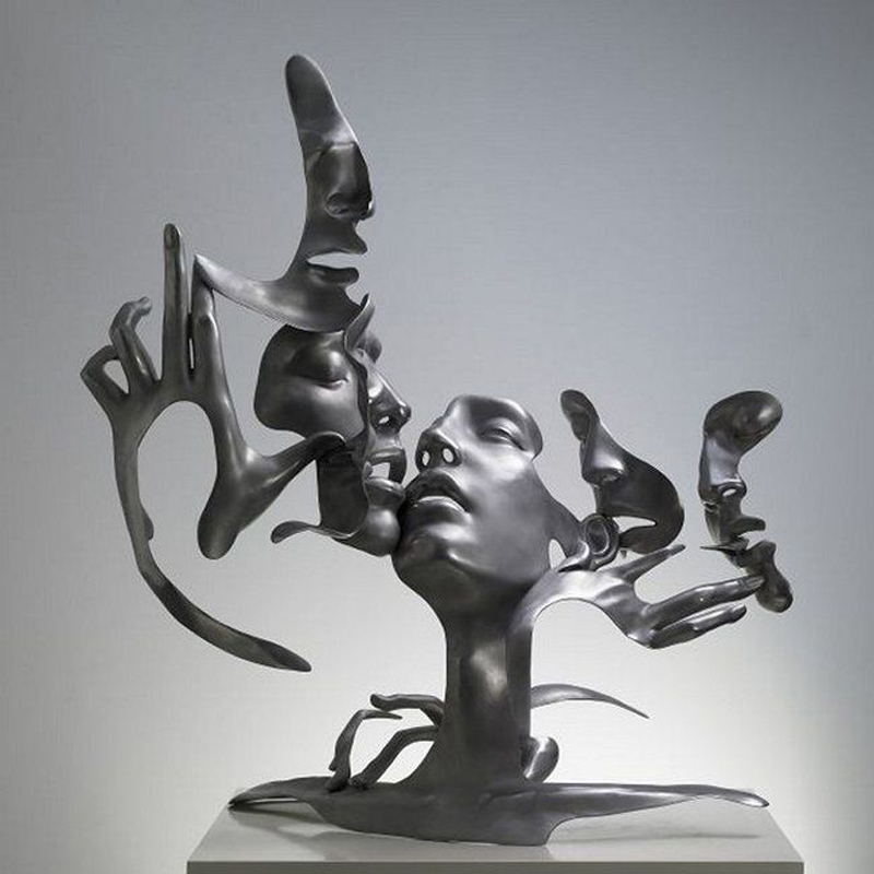 Modern Art Abstract Stainless Steel Figurative Man Face Sculpture