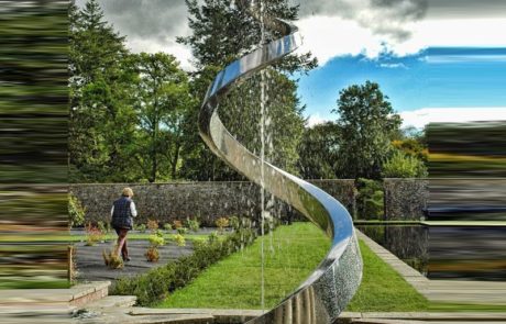 Modern Art Garden Fountain Customized Stainless Steel Outdoor Sculpture