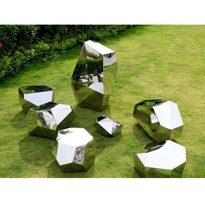 Modern Art Stone Shape Garden Decor Abstract Steel Sculpture