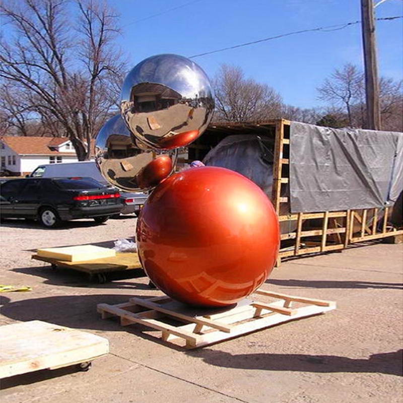 Modern Garden Stainless Steel Contemporary Hollow Ball Sculpture 